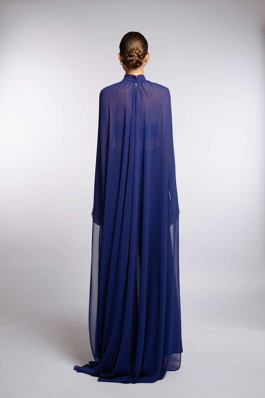 فستان سهرة شفاف بياقة عالية – منتصف الليل