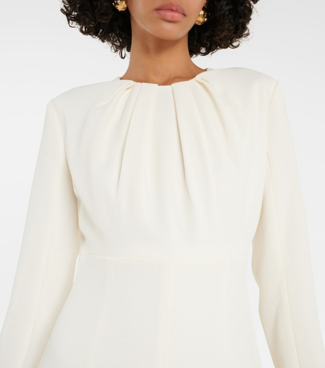 long-sleeve gathered midi dress – CELINA