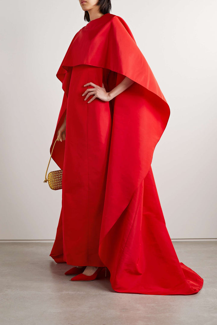 maxi cape dress with sculpted layers – RUBY