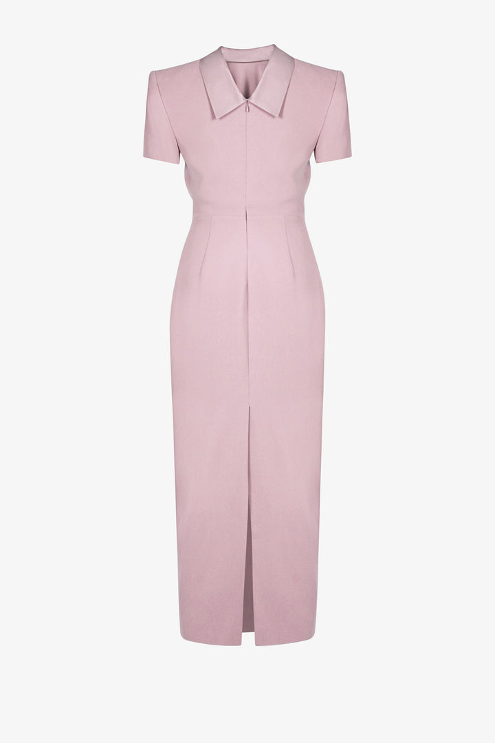 structured midi dress with high neckline – AURELIA