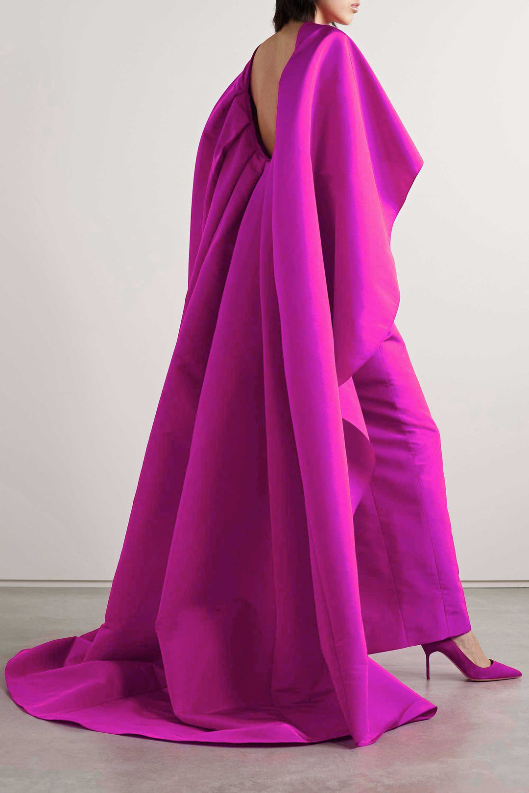 maxi cape dress with sculpted layers – RUBY