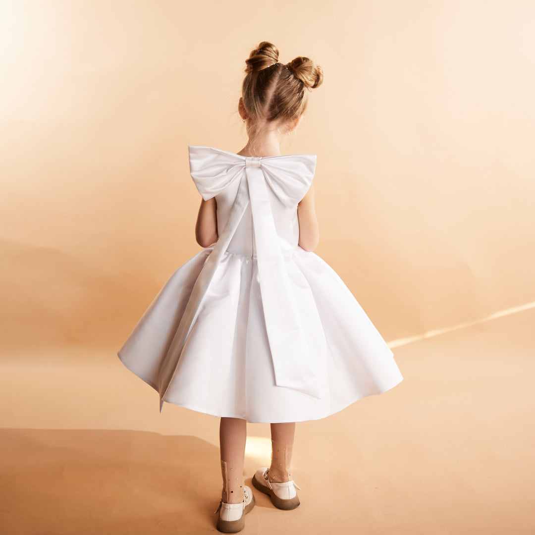 Sleeveless Royal Blue Flared Dress with Bow Detail – CELINE