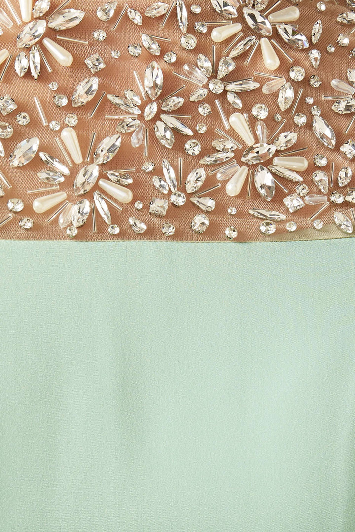 embellished cape-sleeve column gown – MINTA