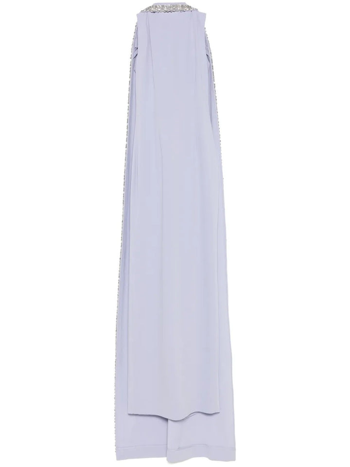 embellished cape-sleeve column gown – LAVINIA