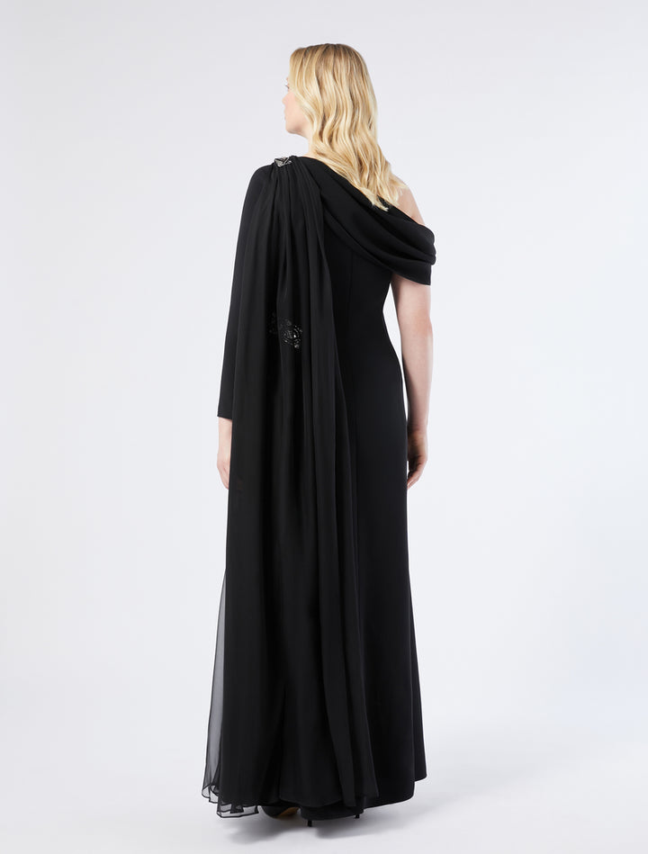 asymmetric draped gown with embellished detail – SERENA