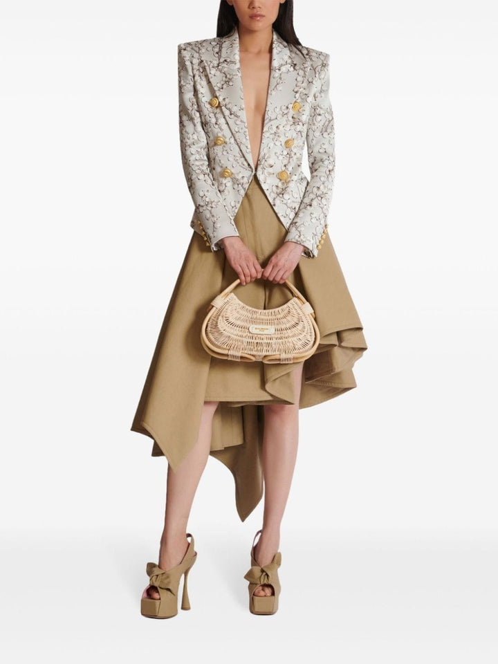 Geplooide top met uitlopende mouwen en maxi-rok set met tailleband – Rosiny 