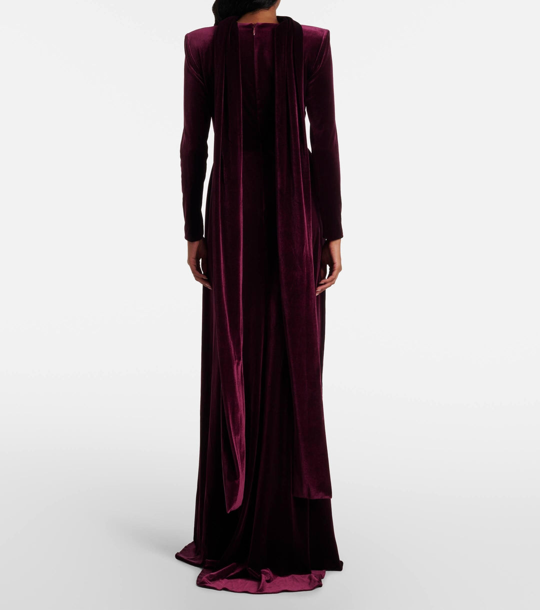 velvet gown with draped waist and choker neckline – MARCELA