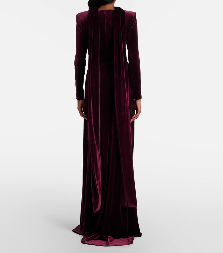 velvet gown with draped waist and choker neckline – MARCELA