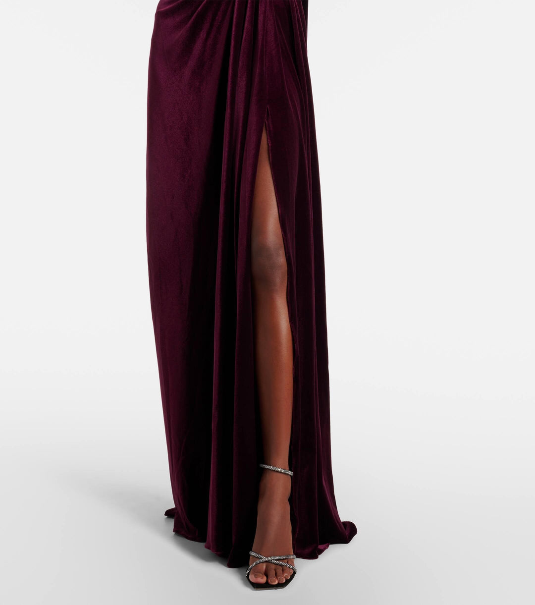 velvet gown with draped waist and choker neckline – MARCELA