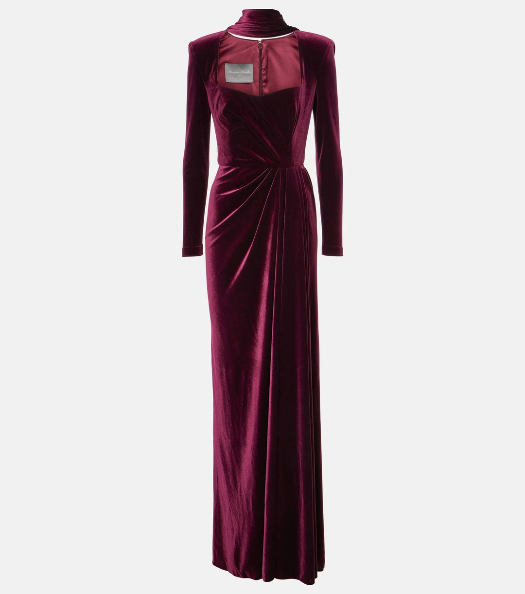 velvet gown with draped waist and choker neckline – MARCELA