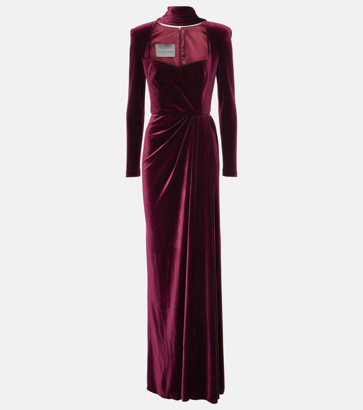 velvet gown with draped waist and choker neckline – MARCELA