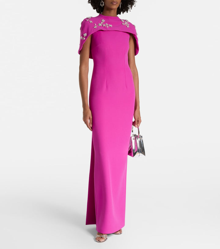 Embellished cape gown with straight silhouette – SKYLA