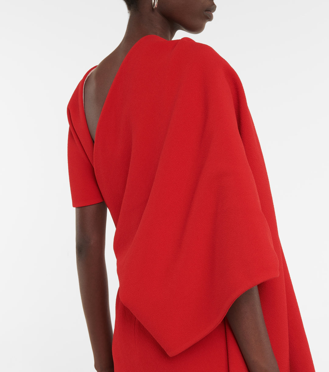 cape-shoulder gown with back slit – OCEANE