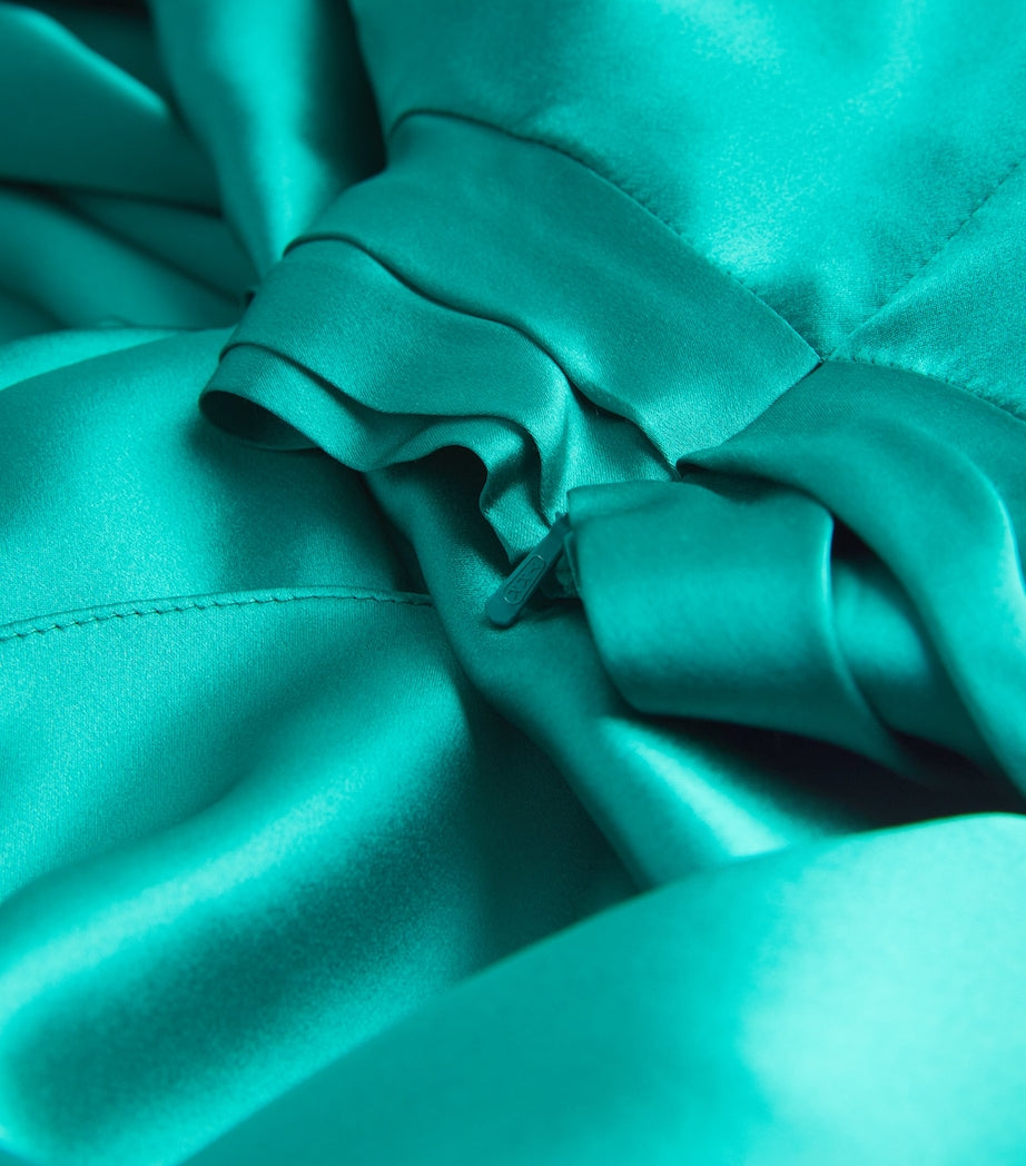 satin kimono-sleeve wrap gown – EMERALD