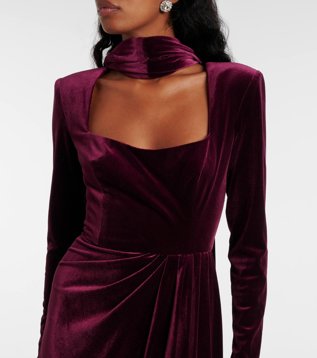velvet gown with draped waist and choker neckline – MARCELA