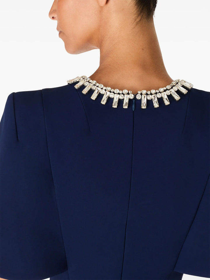 embellished neckline sheath dress with flutter sleeves – FEDAH