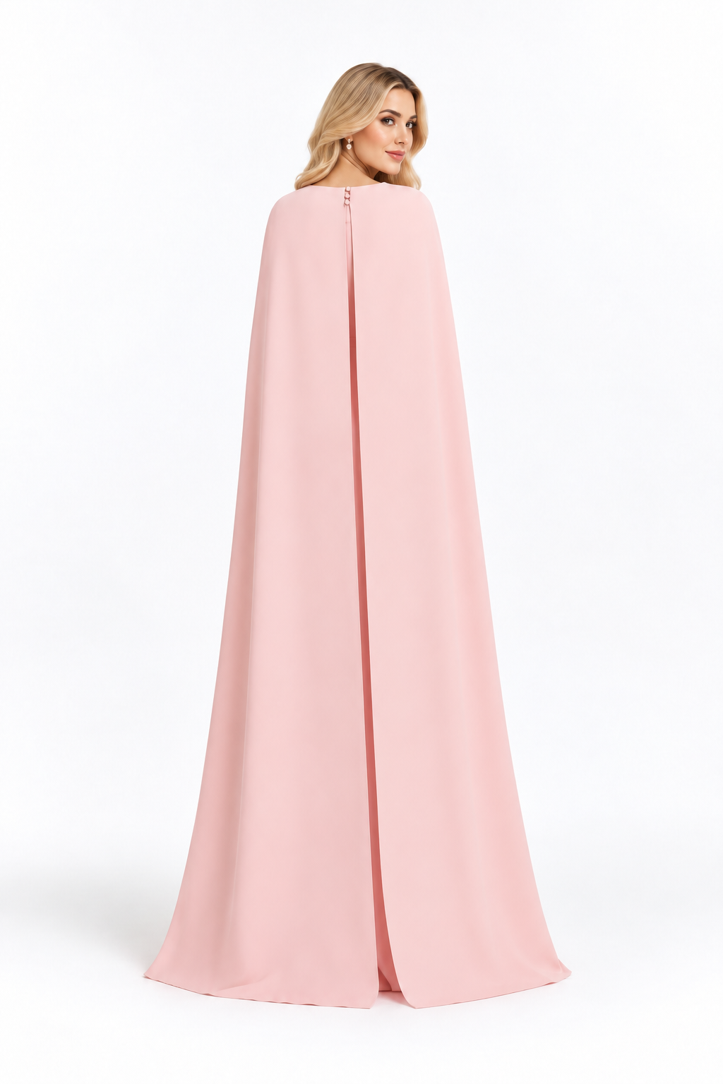 Blush Pink Cape Sleeve Maxi Dress - Liora