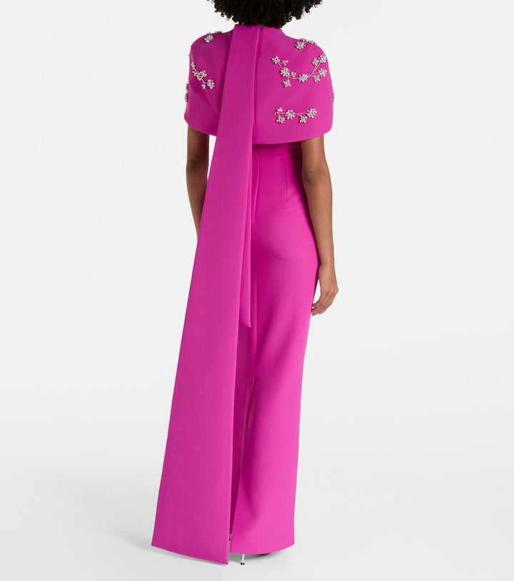 Embellished cape gown with straight silhouette – SKYLA