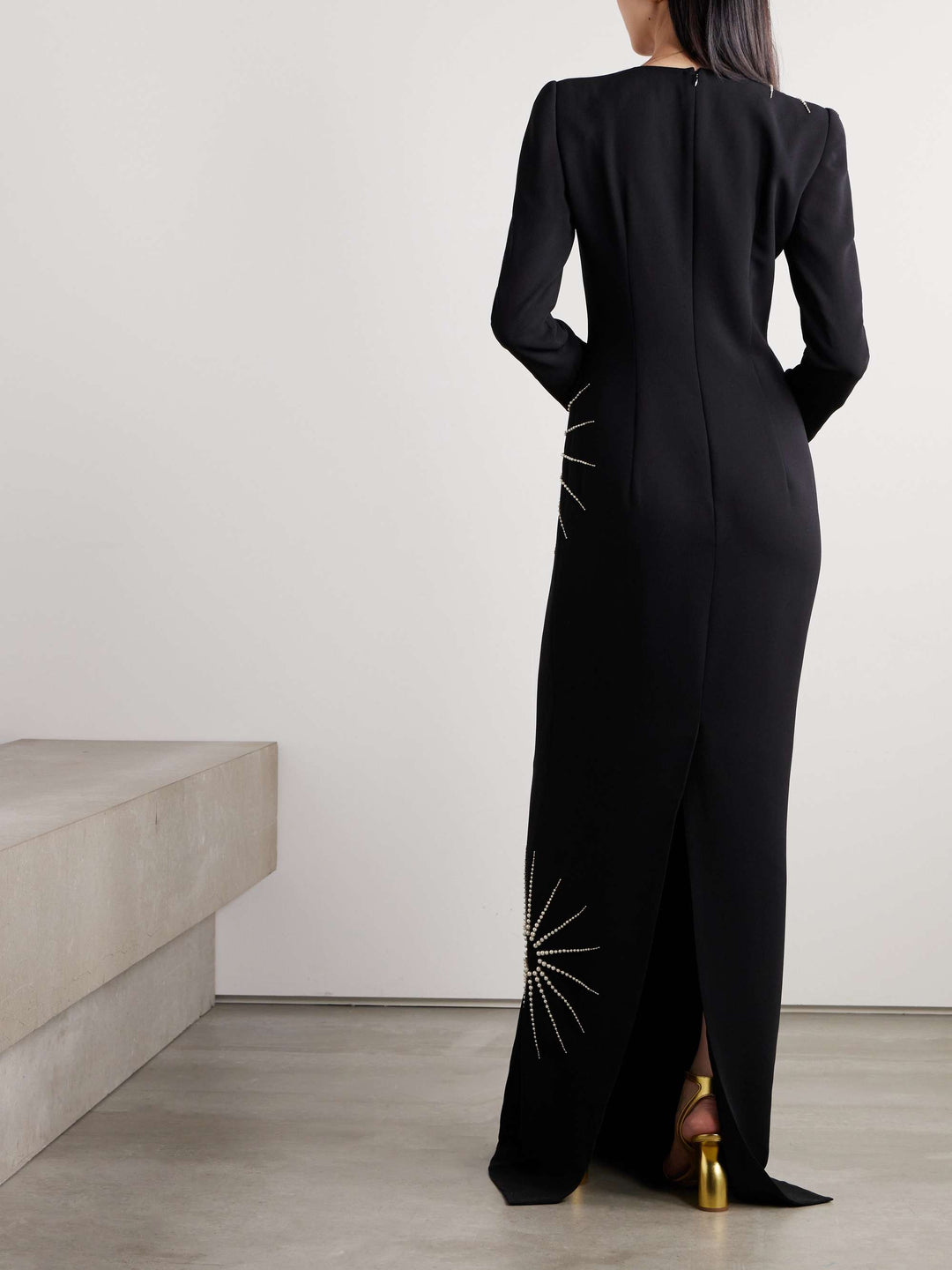 Embellished pearl motif gown – SOLENE