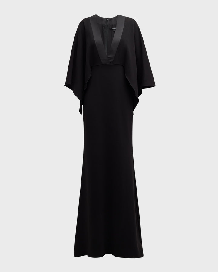 deep-V cape-sleeve evening gown – NOIIRÉ