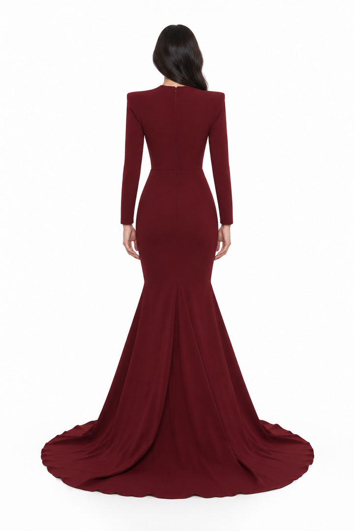 Burgundy Sweetheart Mermaid Maxi Dress - Valentina