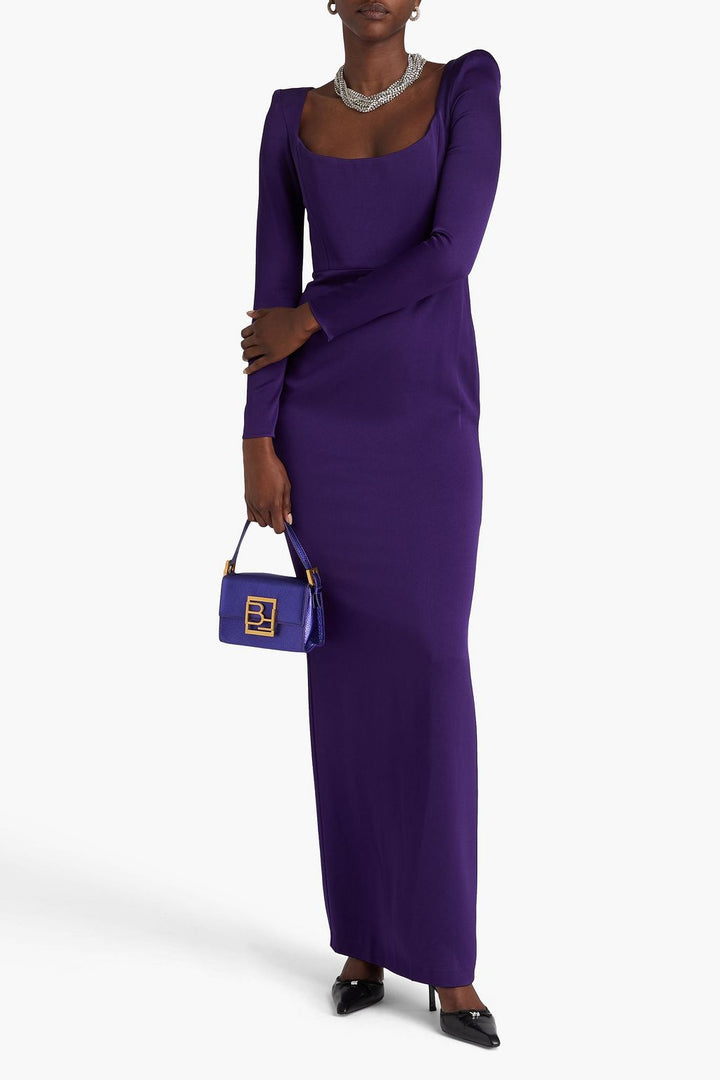 sculpted square-neck long-sleeve gown – AMETHYSTR