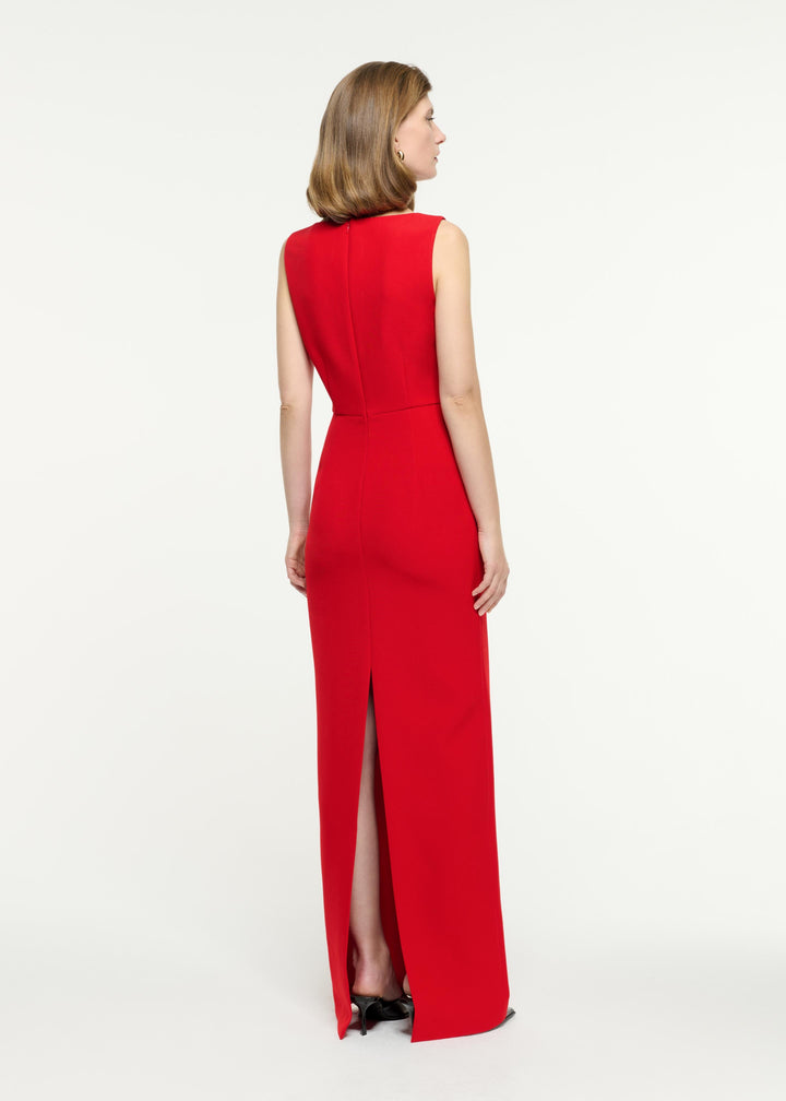 sleeveless column gown with geometric cutouts – SCARLETA