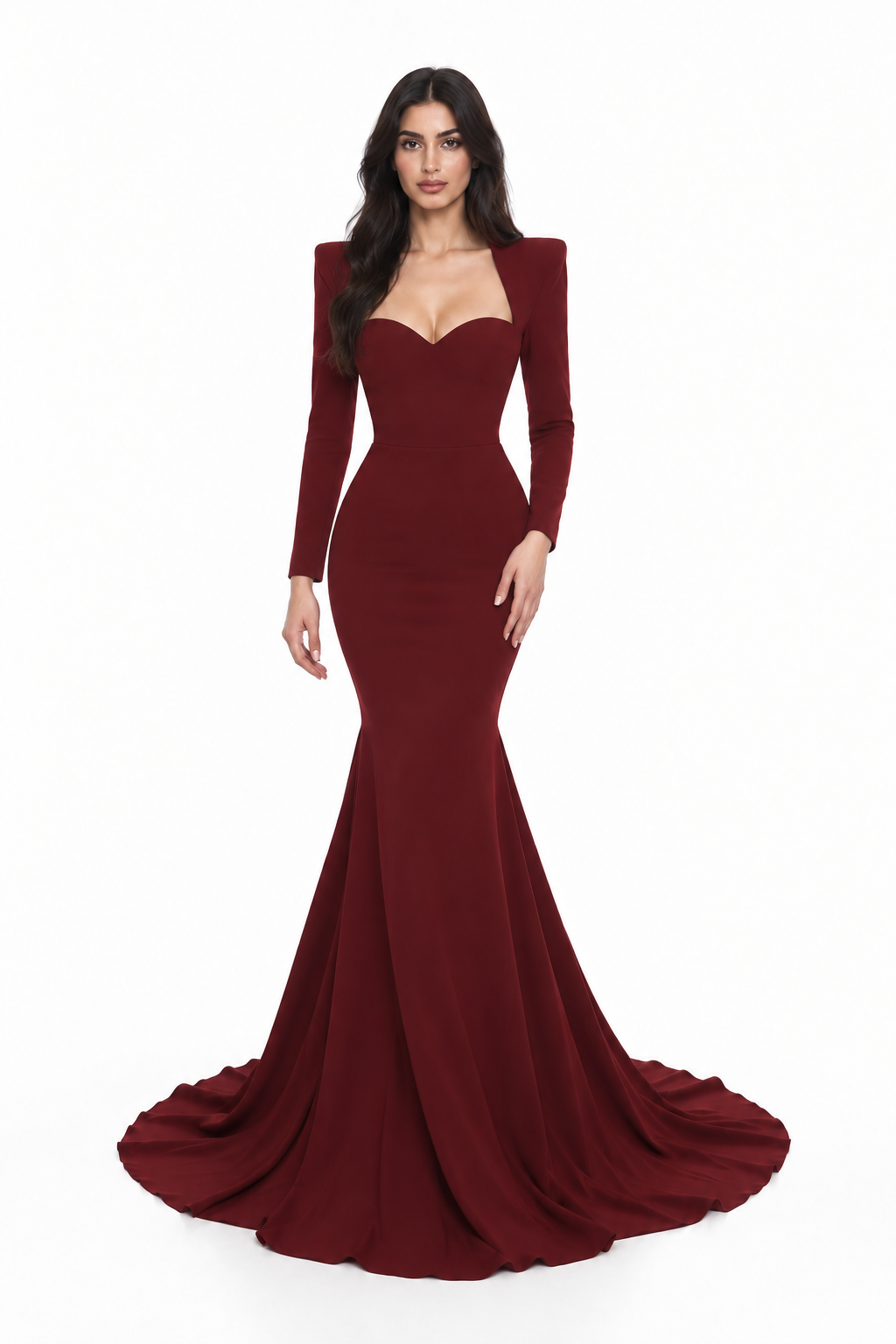 Burgundy Sweetheart Mermaid Maxi Dress - Valentina