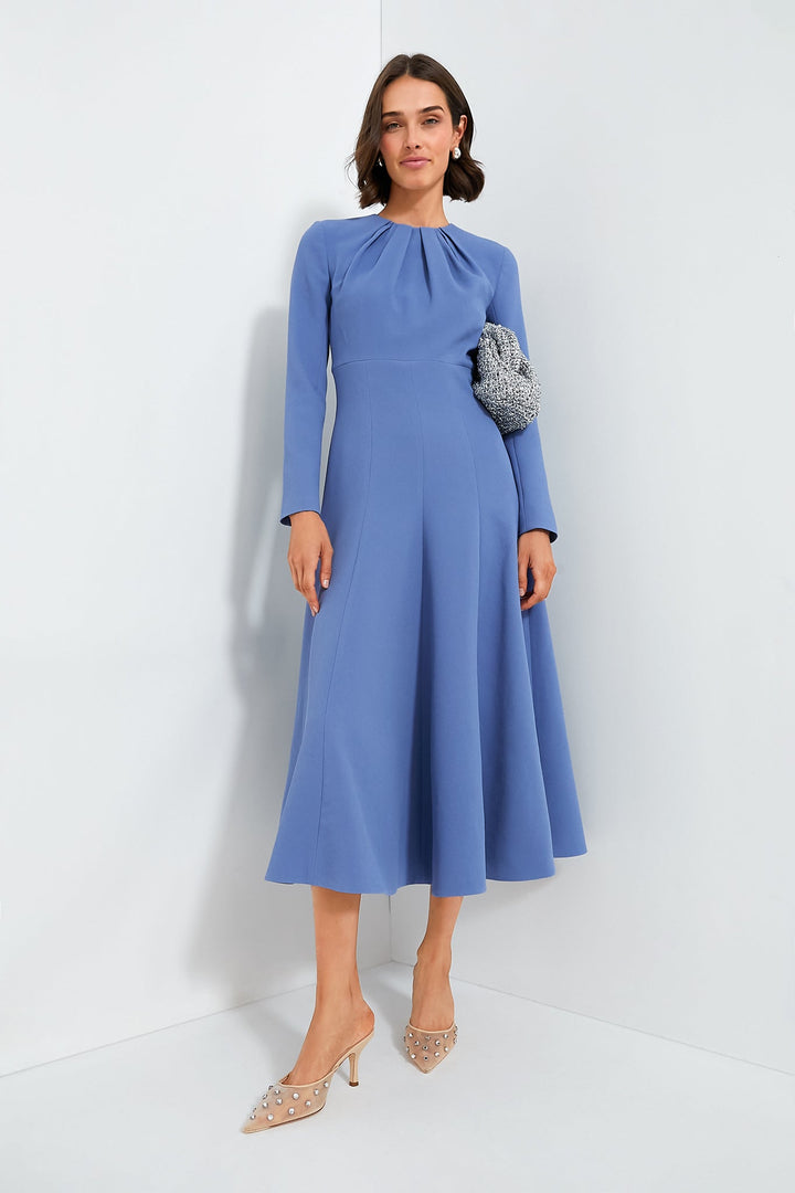 long-sleeve gathered midi dress – CELINA