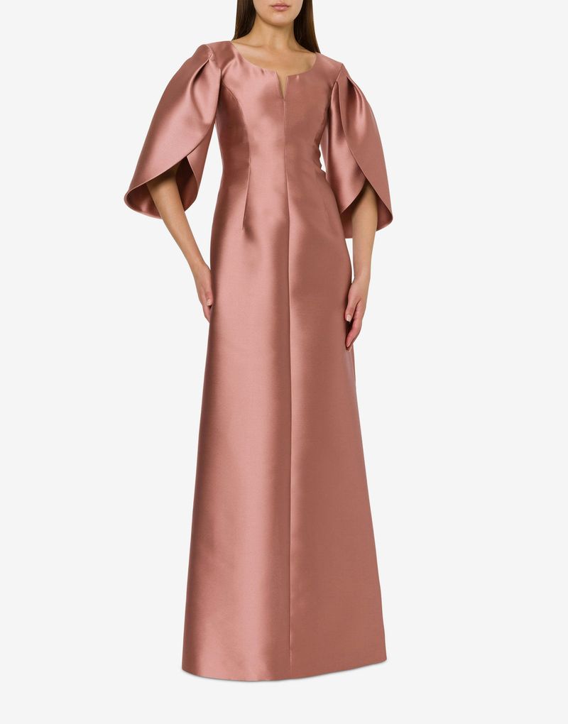 cape-sleeve satin column gown – ROSALINE