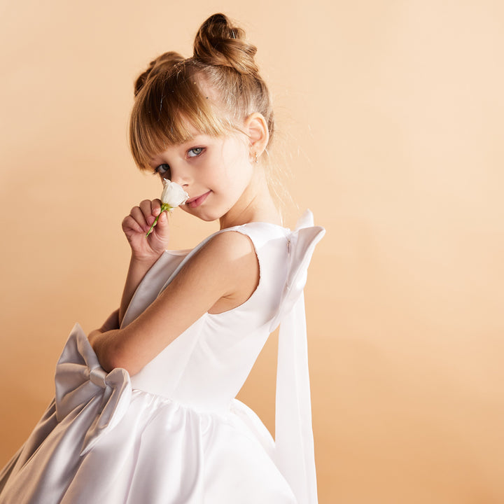 Sleeveless Royal Blue Flared Dress with Bow Detail – CELINE