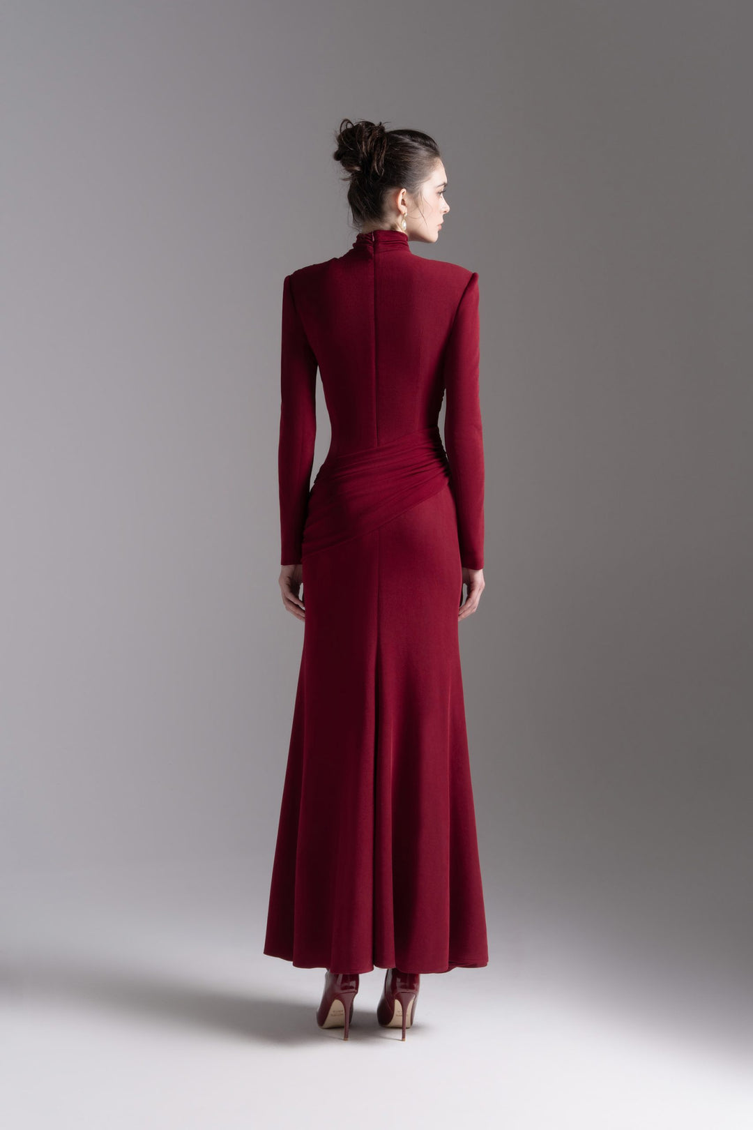 Draped cutout high-neck gown – SCARLETTA