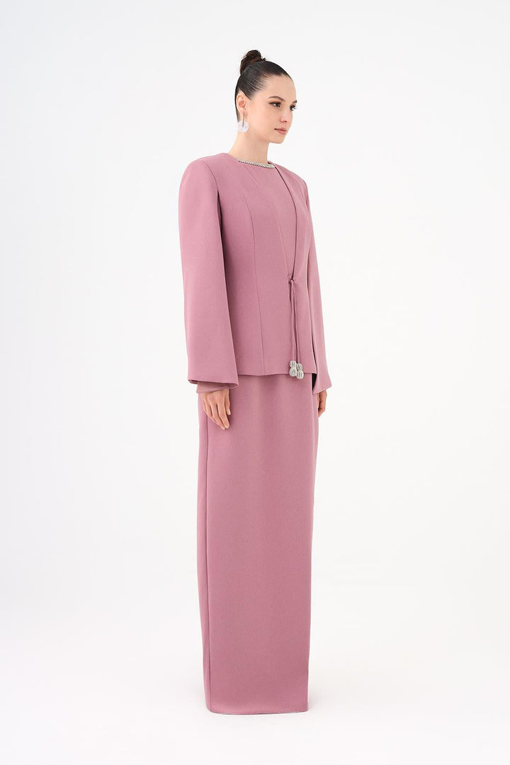 structured long jacket with column dress – LUMIÈRE