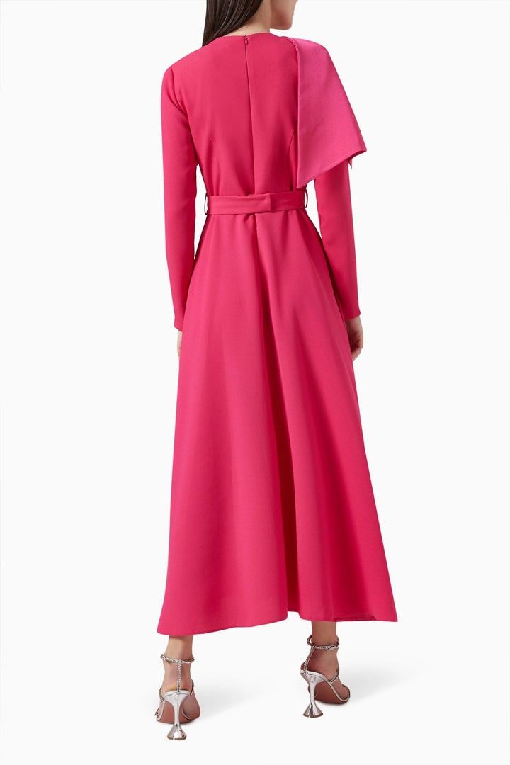 long-sleeve gown with bow-shoulder detail – VIVIENNE