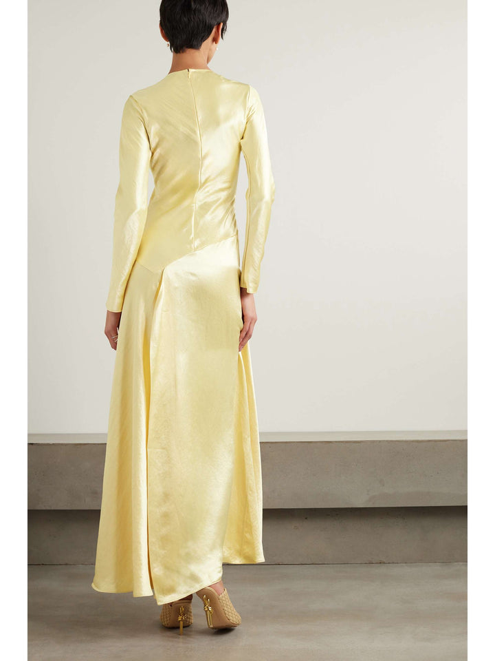 satin long-sleeve gown with flared hem – SOLDEEN