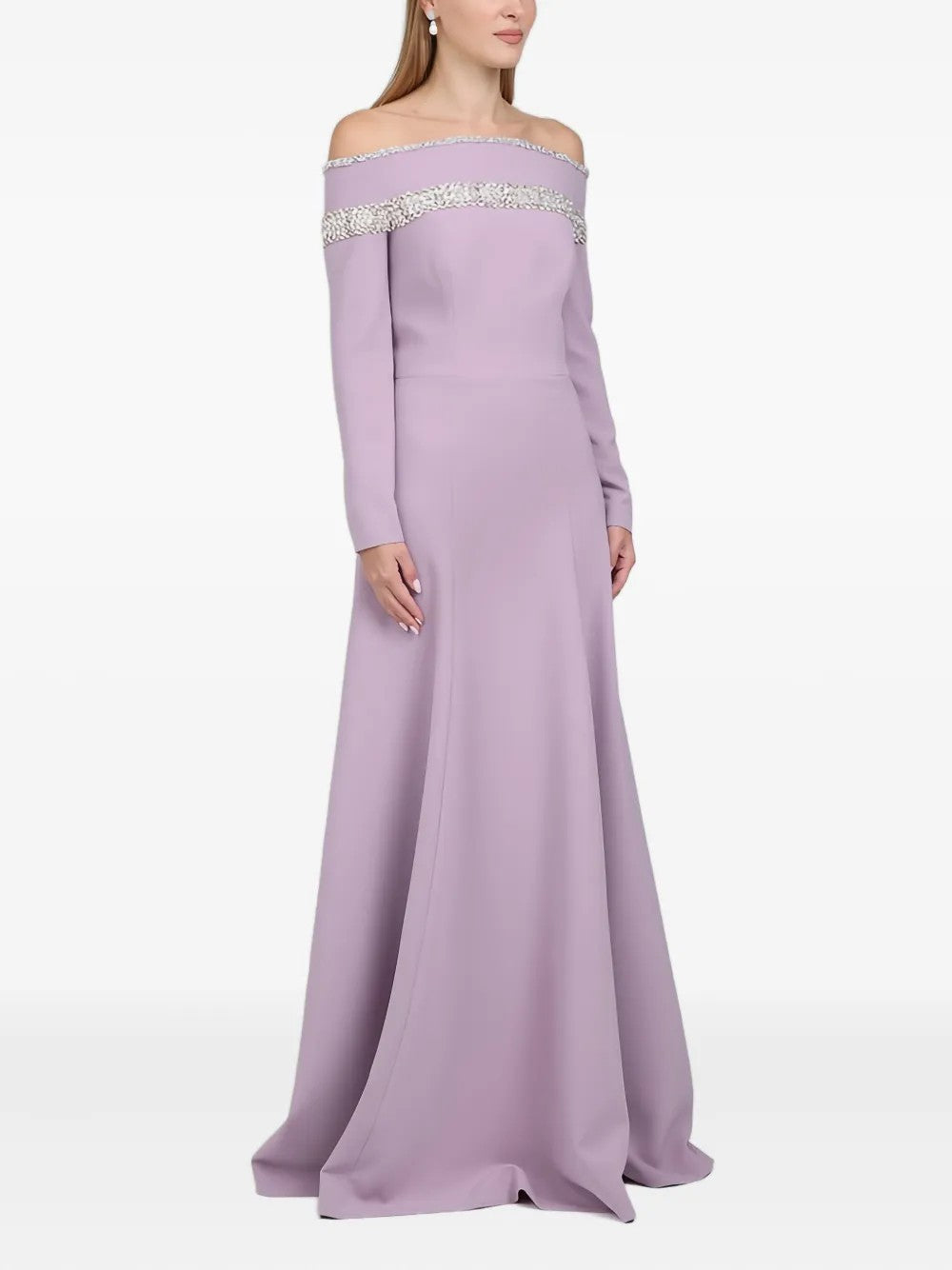 off-shoulder gown with embellished neckline – AURELIA