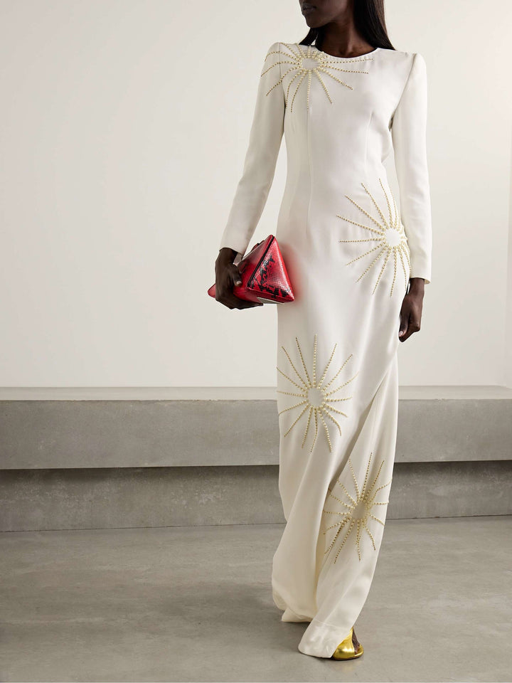 Embellished pearl motif gown – SOLENE