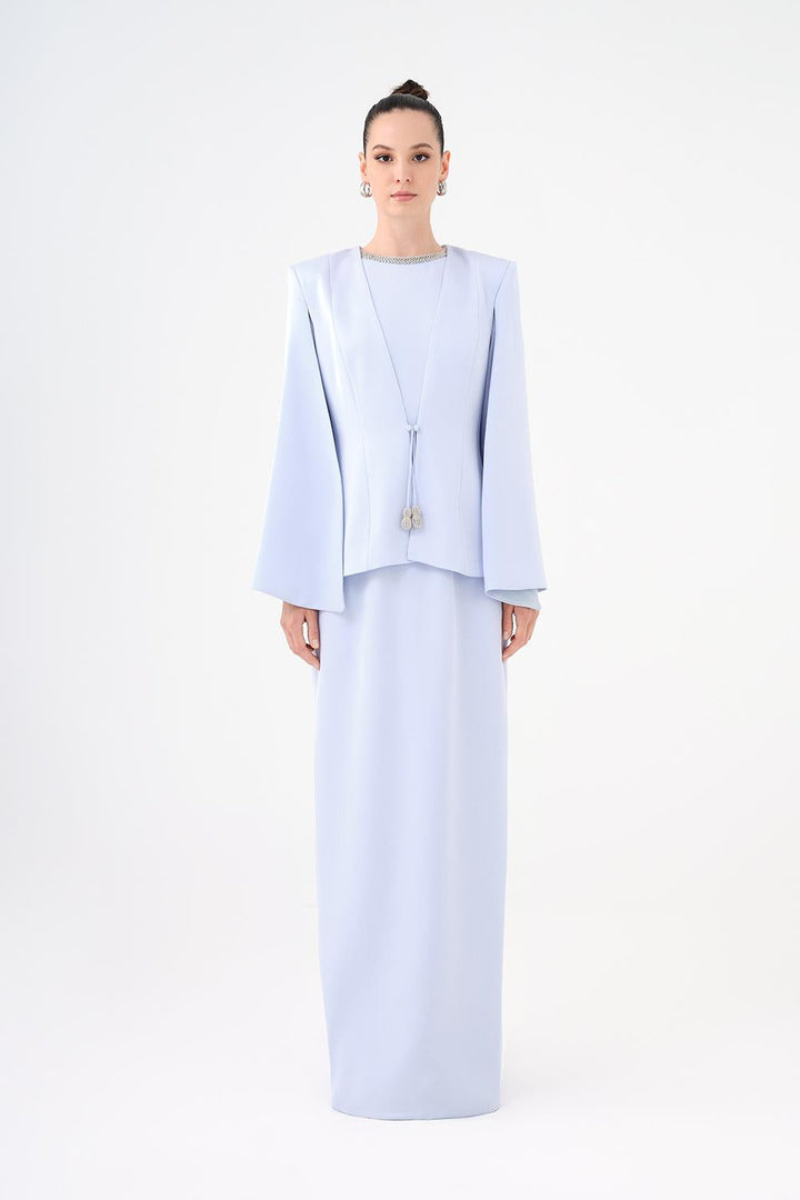 structured long jacket with column dress – LUMIÈRE