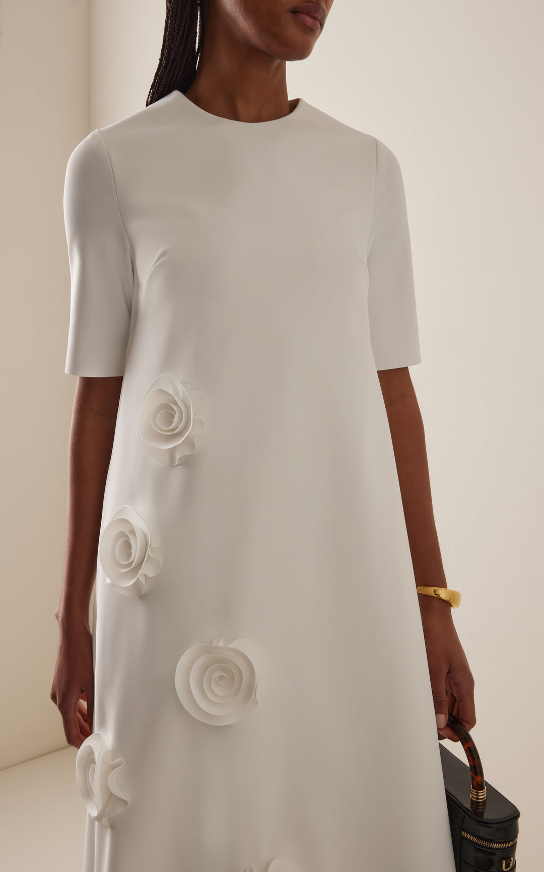 floral appliqué gown with half sleeves – AMARA