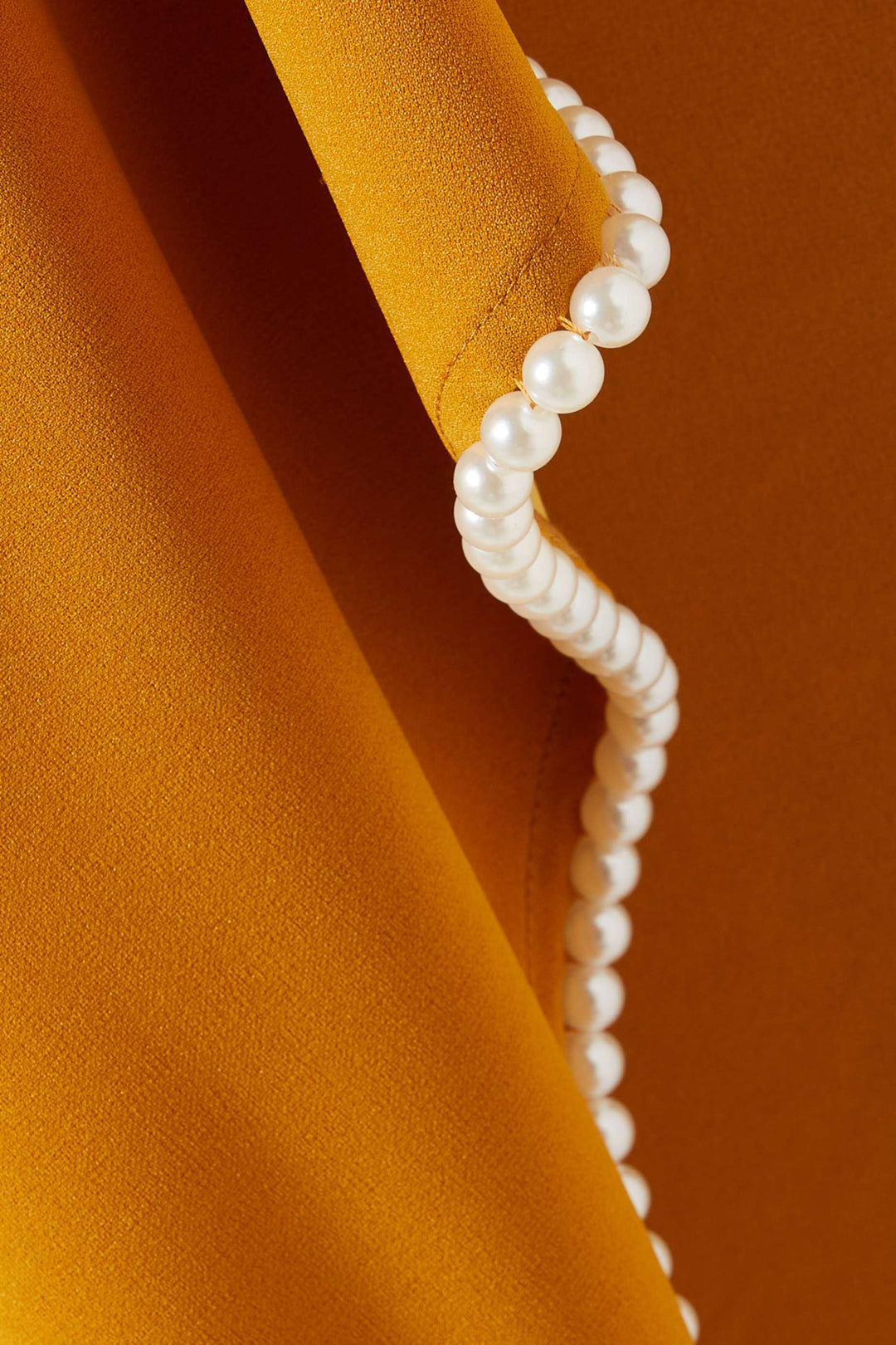 long-sleeve gown with pearl-trimmed flared cuffs – OPHELIA