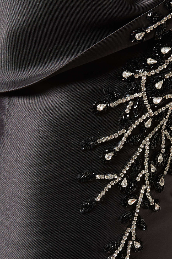 Off-shoulder mermaid gown with embellished drape – CELESTE