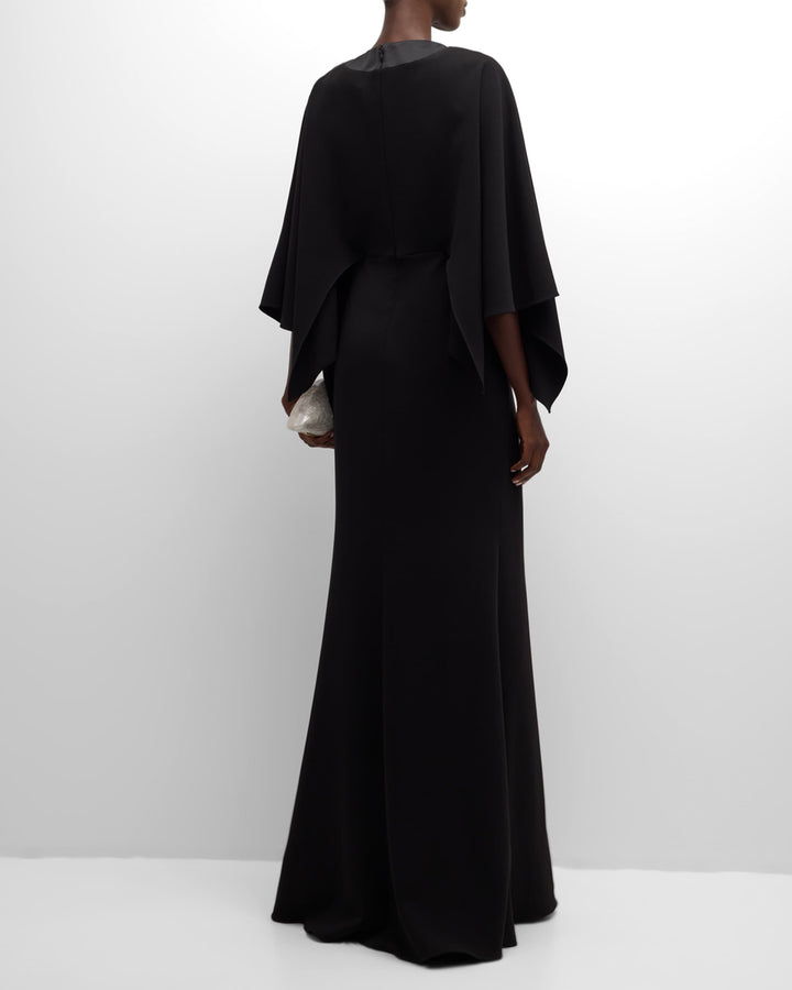 deep-V cape-sleeve evening gown – NOIIRÉ