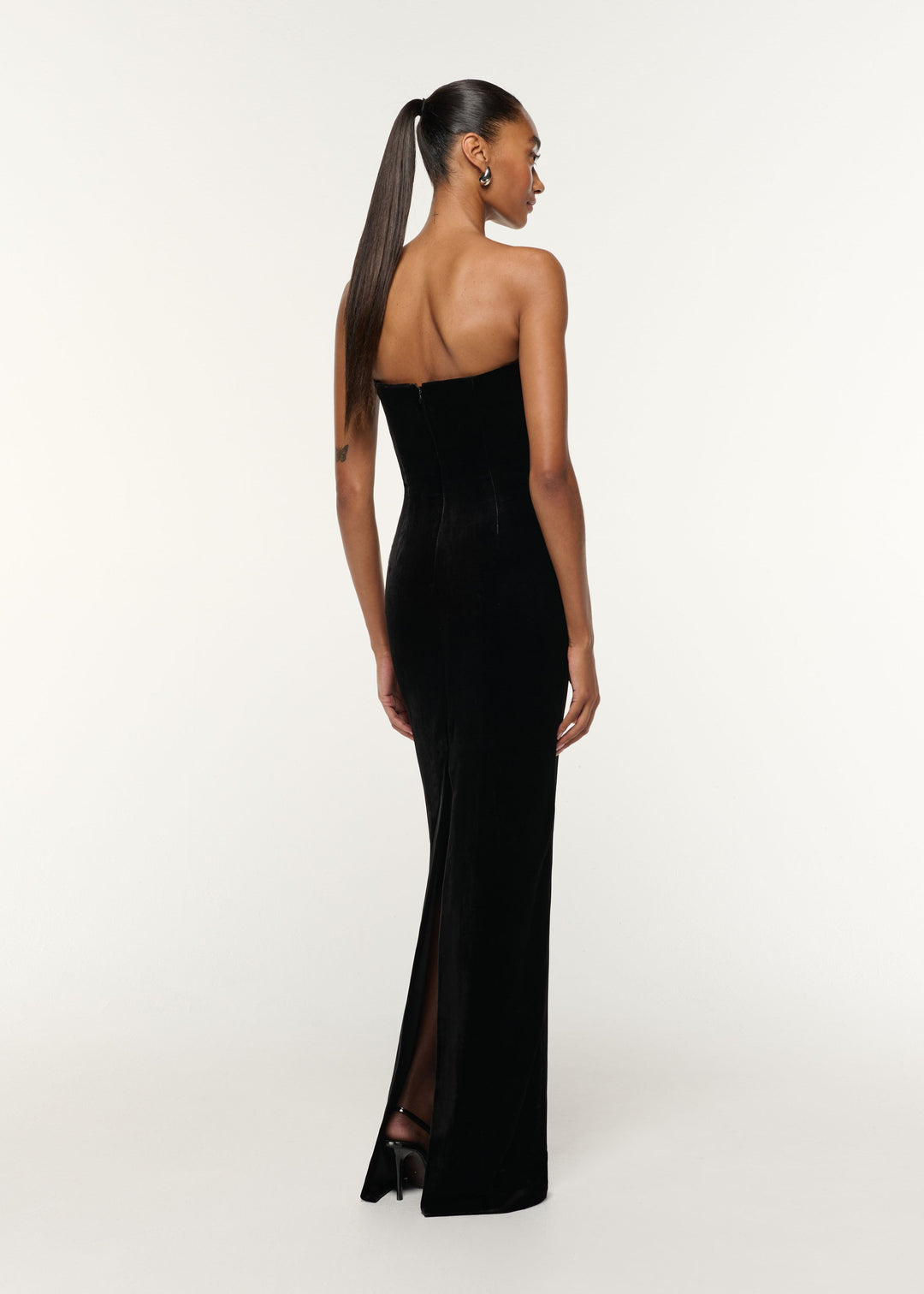 strapless velvet gown with embellished sweetheart bodice – NOCTURNE