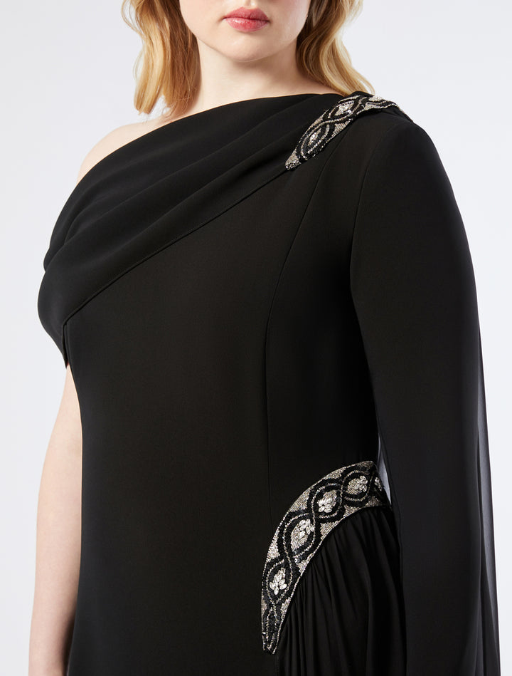 asymmetric draped gown with embellished detail – SERENA