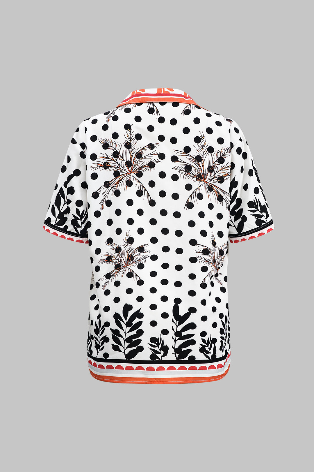 Polka Dots Print Button Short Sleeve Shirt And Ruched Tie Front Shorts Set