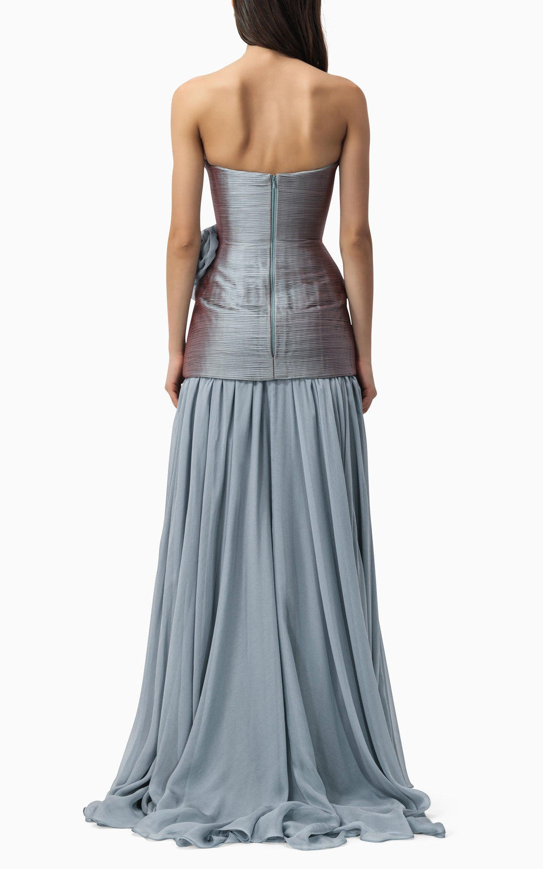 strapless ombré gown with floral waist detail – AURORA