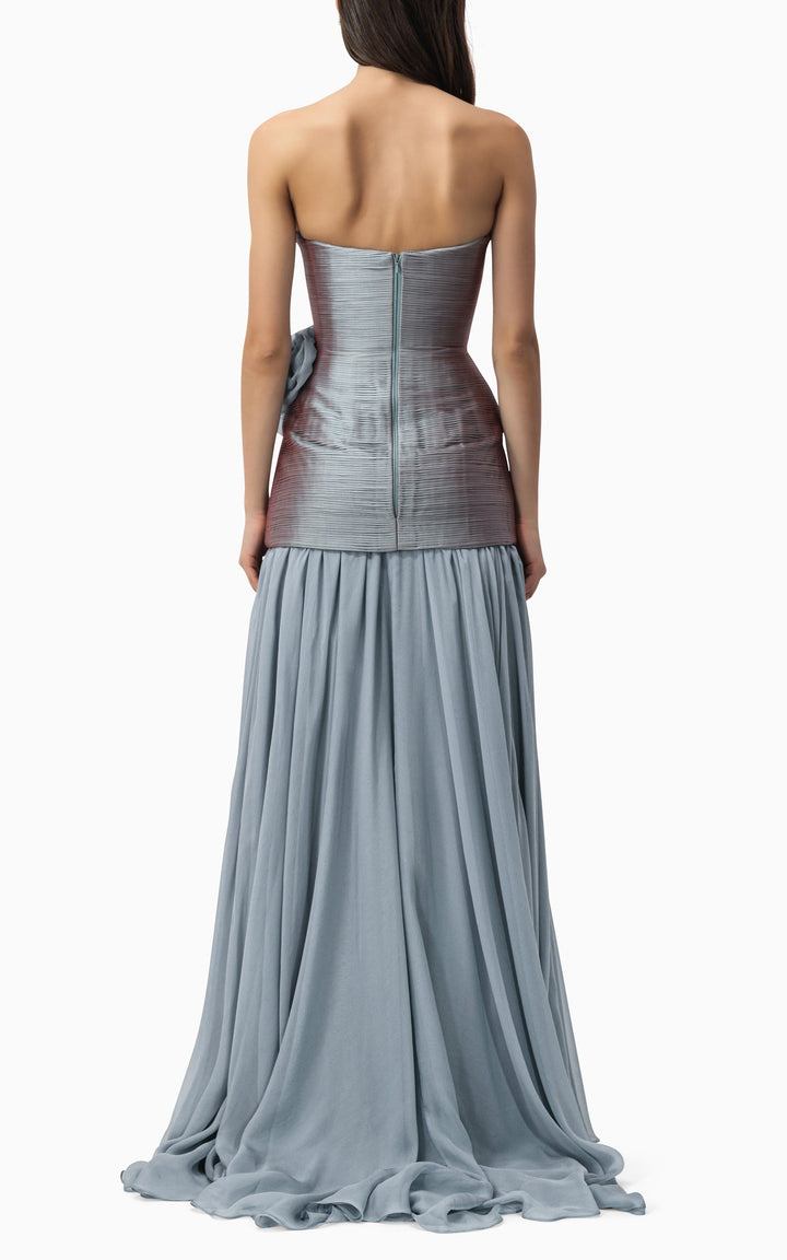 strapless ombré gown with floral waist detail – AURORA