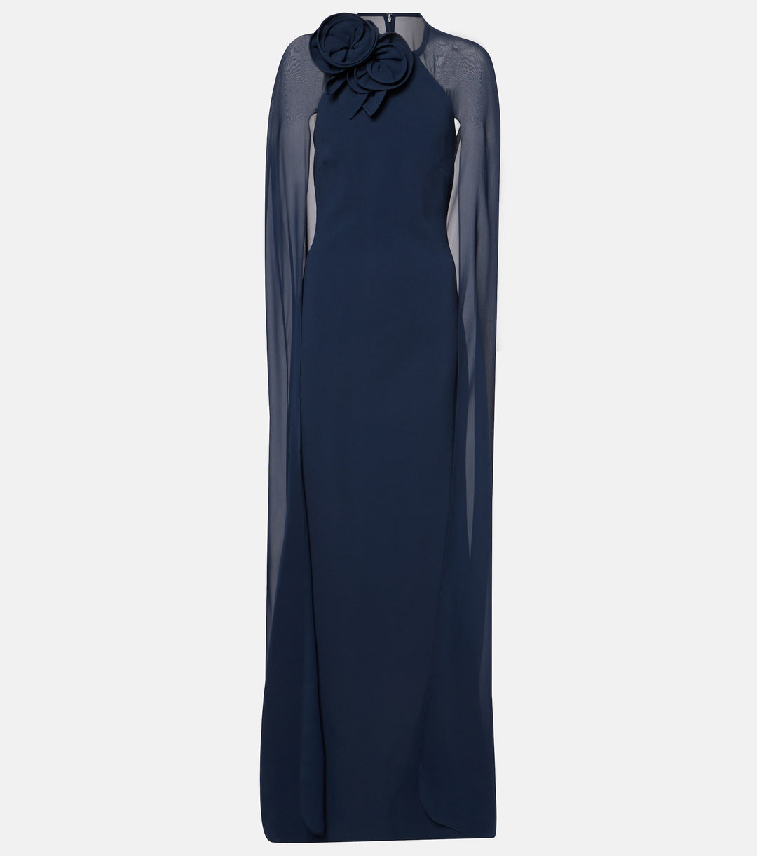 cape gown with sculpted floral shoulder – MAELLE