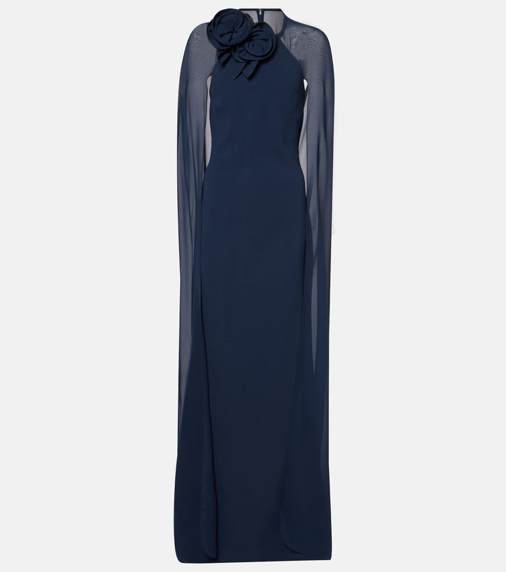 cape gown with sculpted floral shoulder – MAELLE