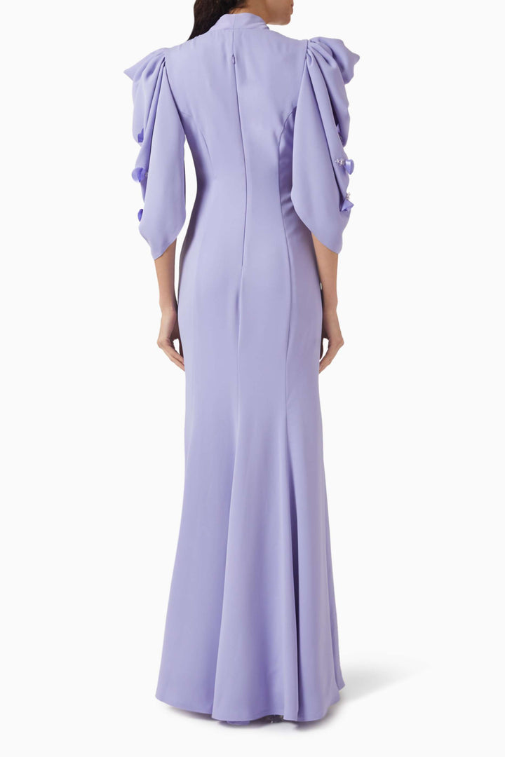 flowy gown with sculpted embellished sleeves – SERENE